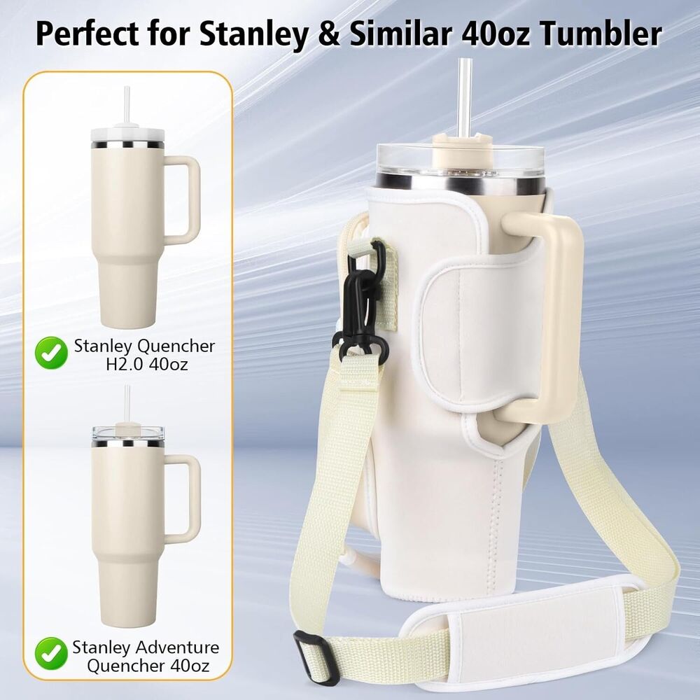 Water‎ Bottle Carrier for Stanley 40oz – Neoprene Bag with Strap & Handle - Picture 7 of 7